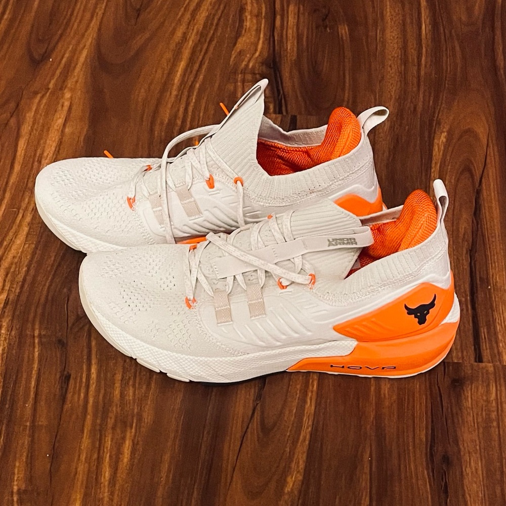 Under Armour Project Rock 3 Training Shoes Men’s Size 9.5 Cream/Orange